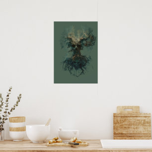 Poster Arbre de crâne Surréalisme Nature sombre