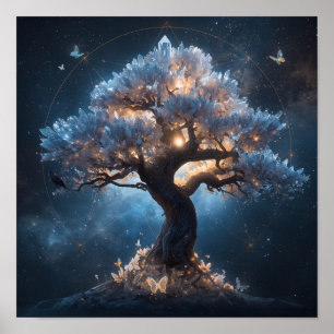 Poster Arbre de cristal sous un ciel céleste – Fantaisie
