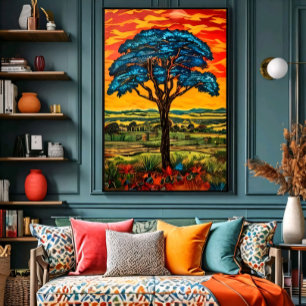 Poster Arbre de Feu Bleu