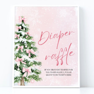 Poster Arbre de Noël à Nœud Rose Fête Prénatale Tirage au
