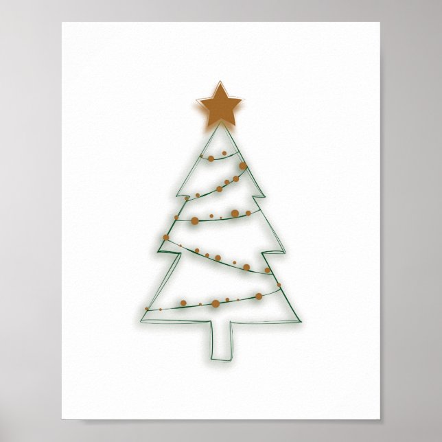 Poster Arbre de Noël Art Imprimer Lumière horizontale (Devant)