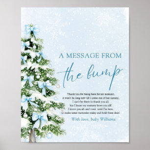 Poster Arbre de Noël aux Rubans Bleus Un Message De Bébé