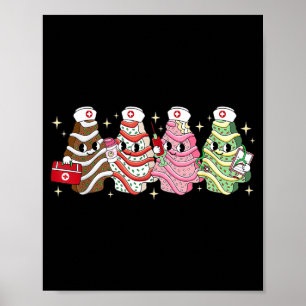 Poster Arbre de Noël Cake d'urgence Infirmière de Noël Rn