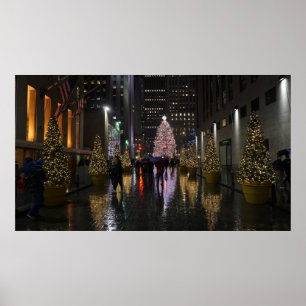 Poster Arbre de Noël central de Rockefeller par réflexion