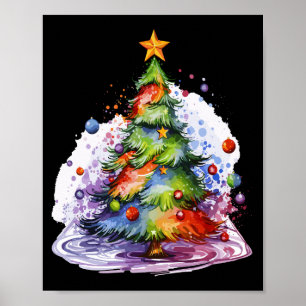 Poster Arbre de Noël coloré, Décor saisonnier