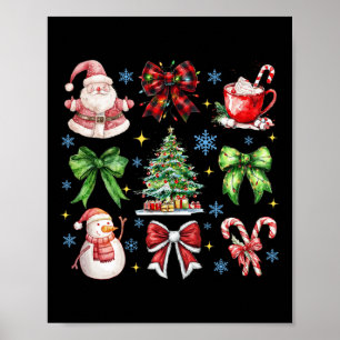 Poster Arbre de Noël Coquette Bow Santa Claus Candy Paja