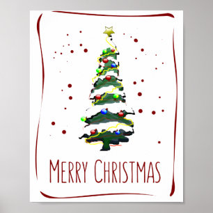 Poster Arbre De Noël Dans La Neige, Carte De Voeux 2022