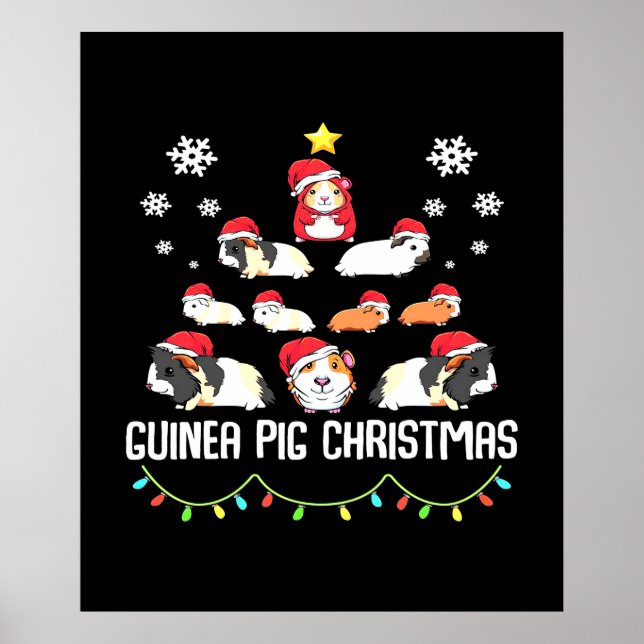 Poster Arbre de Noël de cochon de Guinée | Amusant Guinée (Devant)