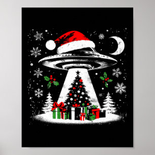 Poster Arbre de Noël de l'enlèvement d'Ufo - Amusant Alie