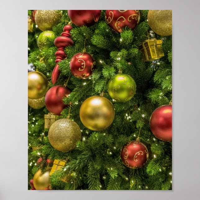 Poster Arbre de Noël décoré (Devant)