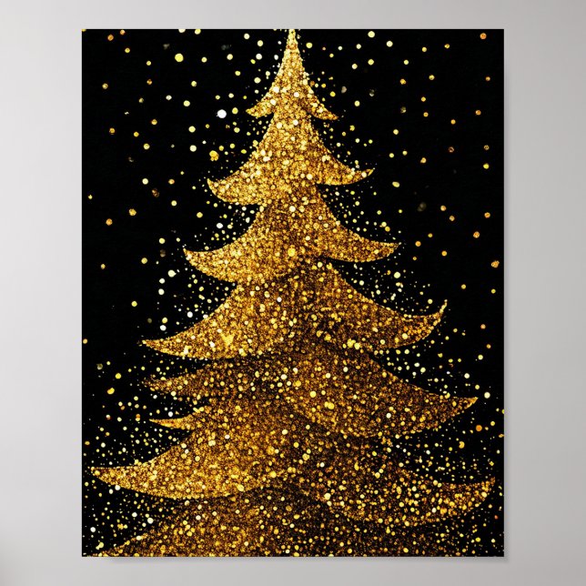 Poster Arbre de Noël doré (Devant)