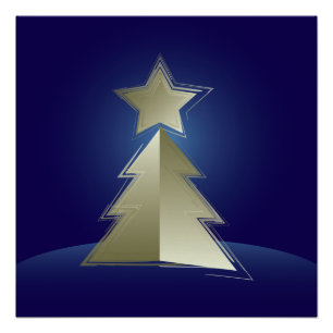 Poster Arbre de Noël doré