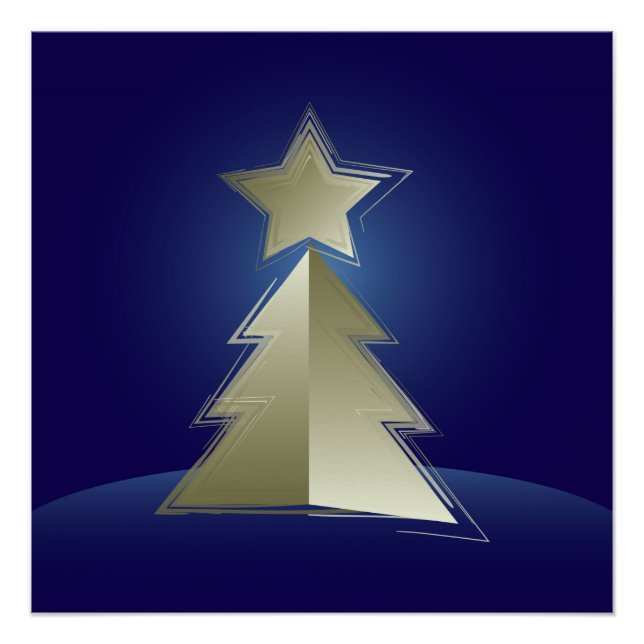 Poster Arbre de Noël doré (Devant)