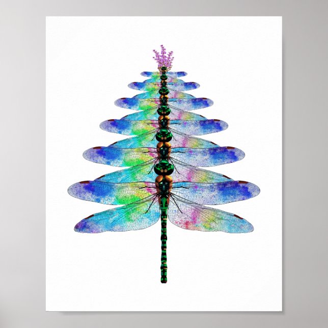 Poster Arbre de Noël dragonfly (Devant)