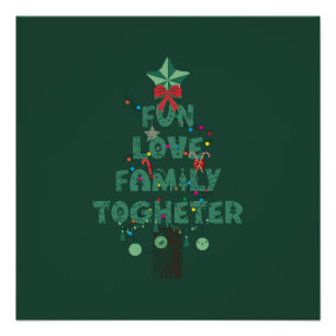 Poster Arbre de Noël Famille Amour Amusement Ensemble