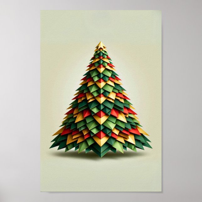 Poster Arbre de Noël géométrique (Devant)