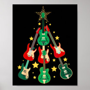 Poster Arbre de Noël Guitare Cool pour Amoureux de Guitar