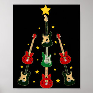 Poster Arbre de Noël Guitare Musicale Amoureux de Guitare