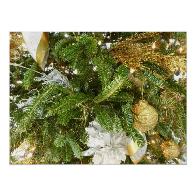 Poster Arbre de Noël I Argent et Or (Devant)
