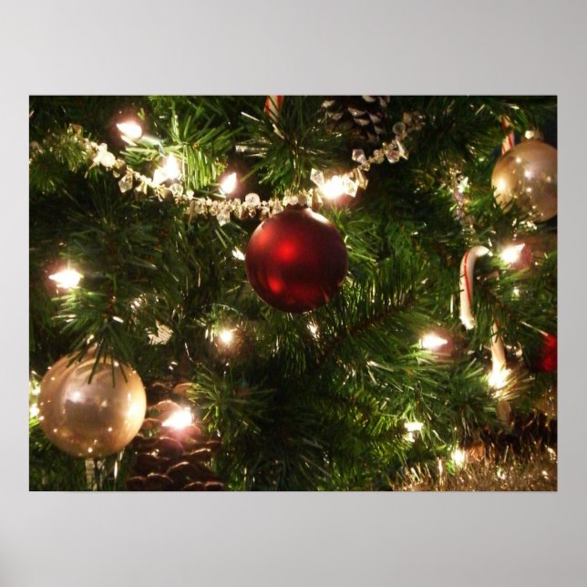 Poster Arbre de Noël I Vacances Plutôt vert et rouge (Devant)