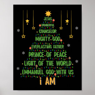 Poster Arbre de Noël Jésus Bible chrétienne Foi Fête