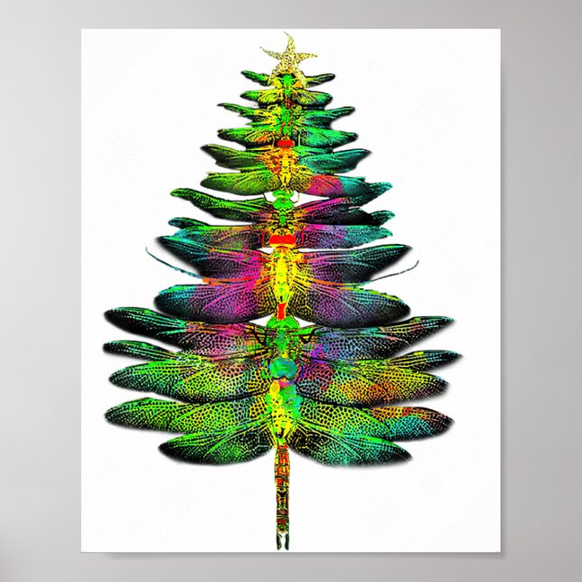 Poster Arbre de Noël Libellule Libellule Noël  (Devant)