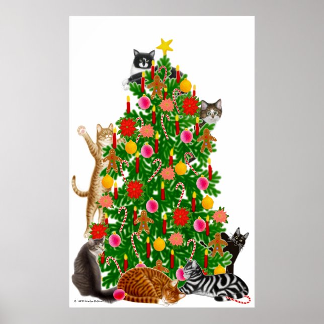 Poster Arbre de Noël Merry Kitty (Devant)