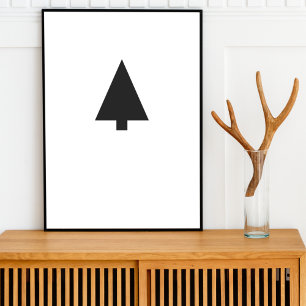 Poster Arbre de Noël minimaliste   Noir et blanc simple