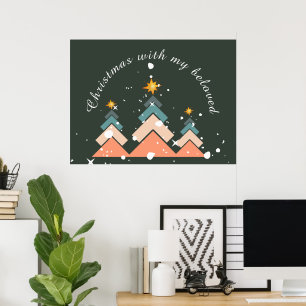 Poster Arbre de Noël moderne et tendance à la neige
