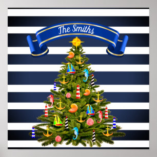 Poster Arbre de Noël nautique personnalisé