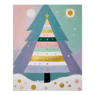 Poster Arbre de Noël Pastel Céleste