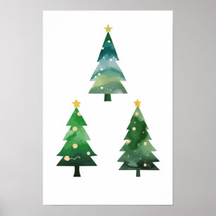 Poster arbre de noël triple