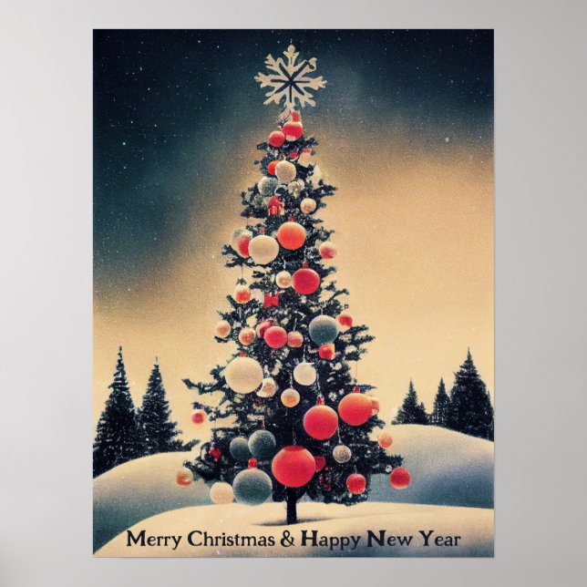 Poster Arbre de Noël Vintage (Devant)