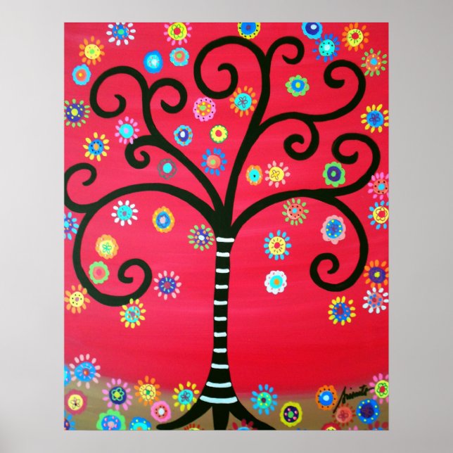 POSTER ARBRE DE PEINTURE DE VIE (Devant)