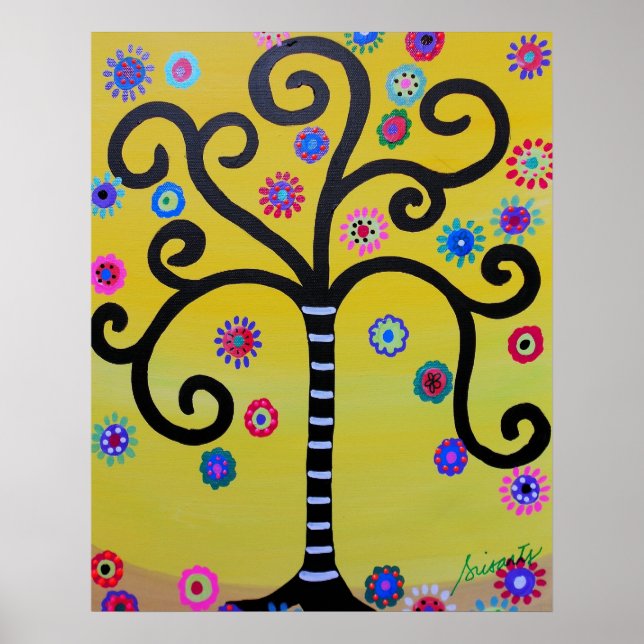 POSTER ARBRE DE PEINTURE DE VIE (Devant)