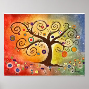 Poster Arbre de peinture Rainbow Fine Art de la vie