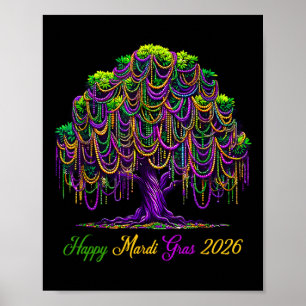 Poster Arbre de perles de Mardi Gras 2026 Festival de Car