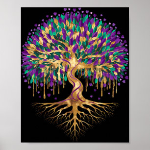 Poster Arbre de perles Mardi Gras Carnaval La Nouvelle-Or