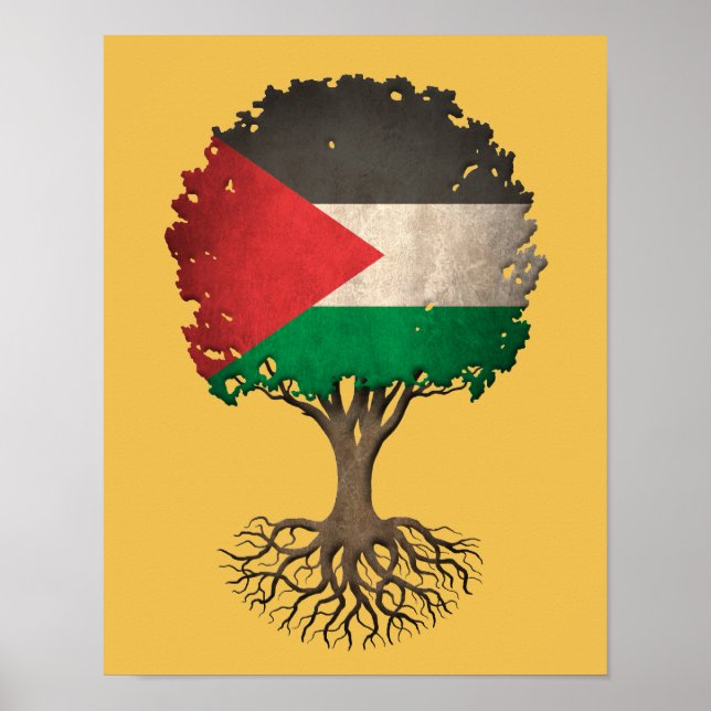 Poster Arbre de vie à drapeau palestinien personnalisable (Devant)