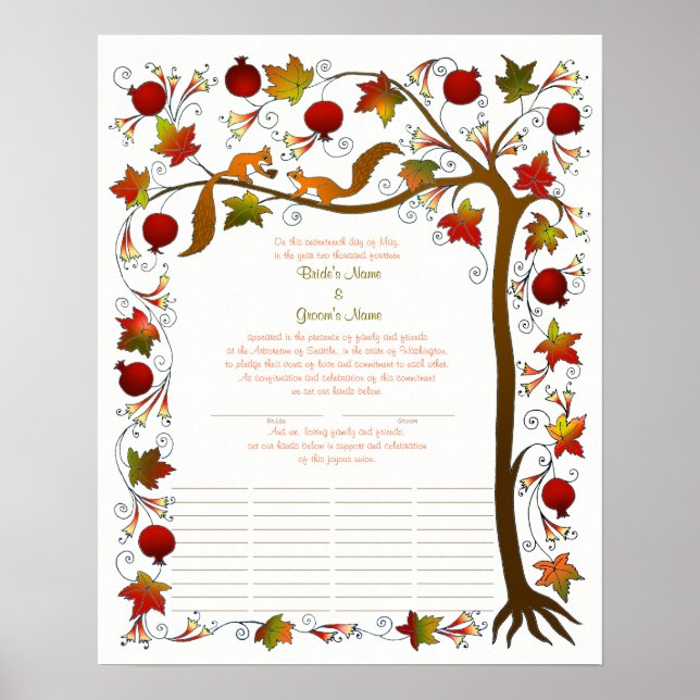 Poster Arbre de vie à l'automne, certificat Quaker 170926 (Devant)