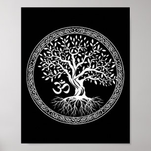 Poster Arbre de vie avec symbole Om Yoga Zen Méditation S