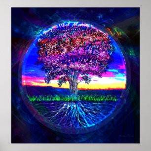 Poster Arbre de vie bleu foncé