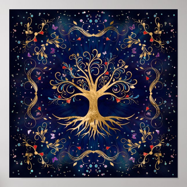Poster Arbre de vie coloré - Yggdrasil (Devant)
