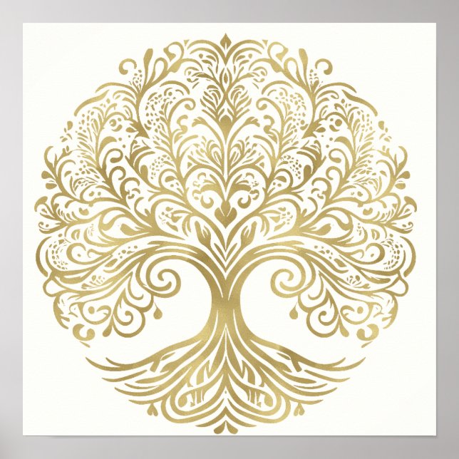 Poster Arbre de vie Cream & Gold Celtic Mariage (Devant)