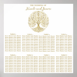 Poster Arbre de Vie Crème Or Chaise Mariage Celtique