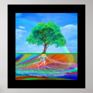 Poster Arbre de vie et Arc-en-ciel
