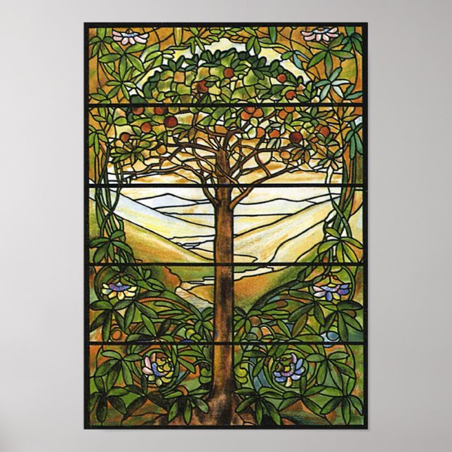 Poster Arbre de vie/Fenêtre en verre tendu Tiffany (Devant)