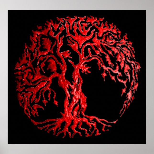 Poster Arbre de vie Mehndi (henné) (rouge) (Devant)