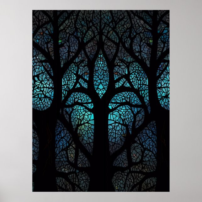 Poster Arbre de vie - Mosaïque de forêt mystique (Devant)