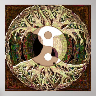 Poster Arbre de Yin Yang de la vie Tan